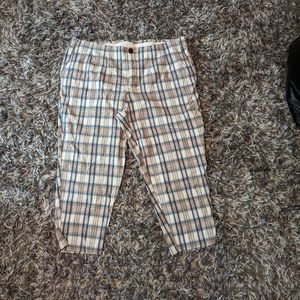 Blue and cream plaid trousers
